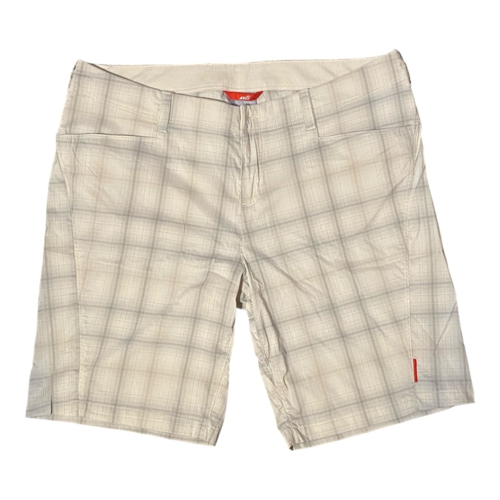 Avia Cream and Gray Athletic Shorts with Plaid Design